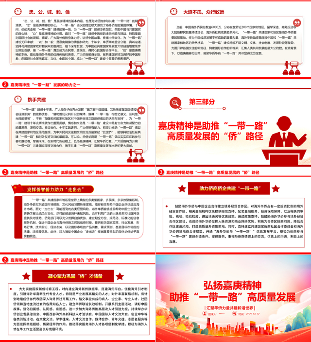 2023弘扬嘉庚精神助推“一带一路”高质量发展ppt大气精美风汇聚华侨力量共建和谐世界党组织党支部党员培训学习党课课件