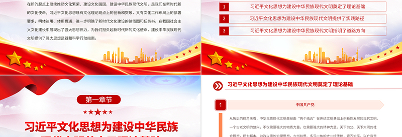 2023为建设中华民族现代文明提供强大思想武器PPT大气精美风党员干部学习习近平文化思想专题党课课件模板
