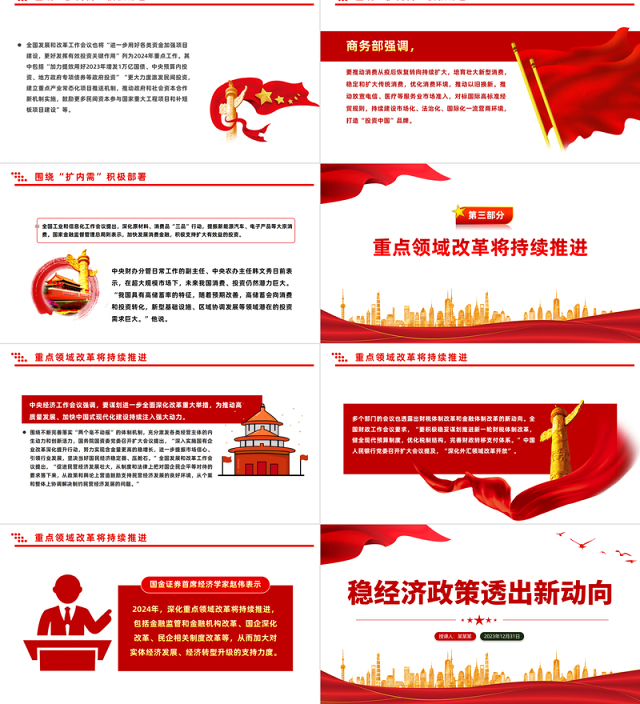 多部门开列2024年任务清单稳经济政策透出新动向PPT专题课件模板下载