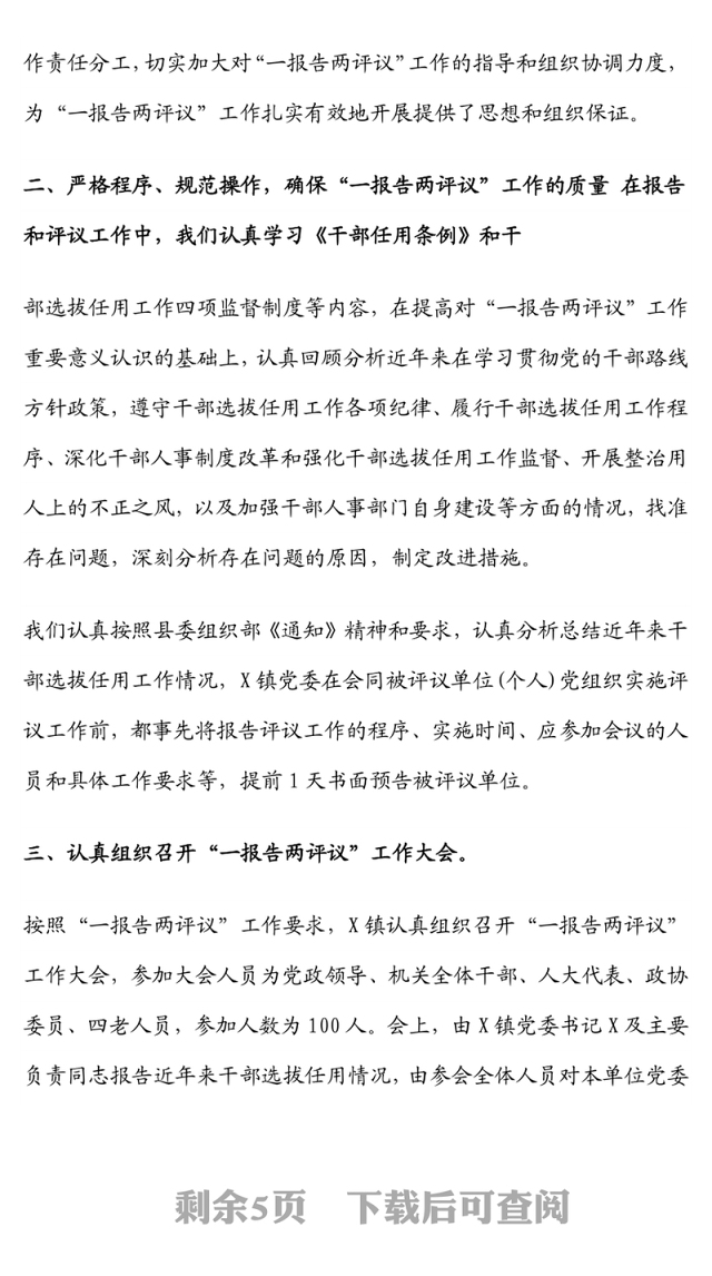 “一报告两评议”工作情况汇报3篇汇编