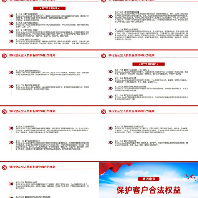 红色精美《银行业从业人员职业操守和行为准则》PPT课件
