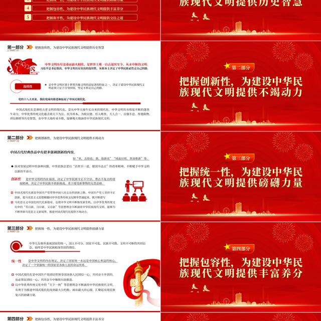 2023努力建设中华民族现代文明PPT大气精美风党员干部学习教育专题党课课件模板