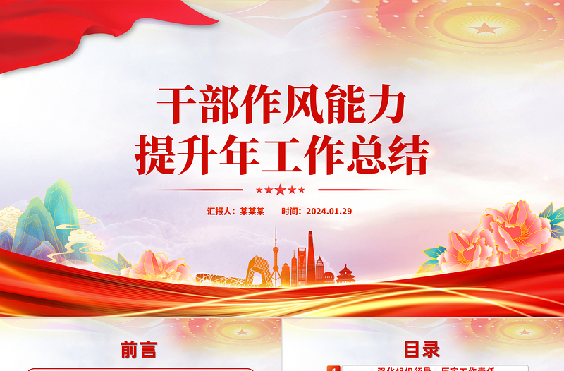 市县干部作风能力提升年工作总结PPT党政风机关干部作风能力建设汇报下载