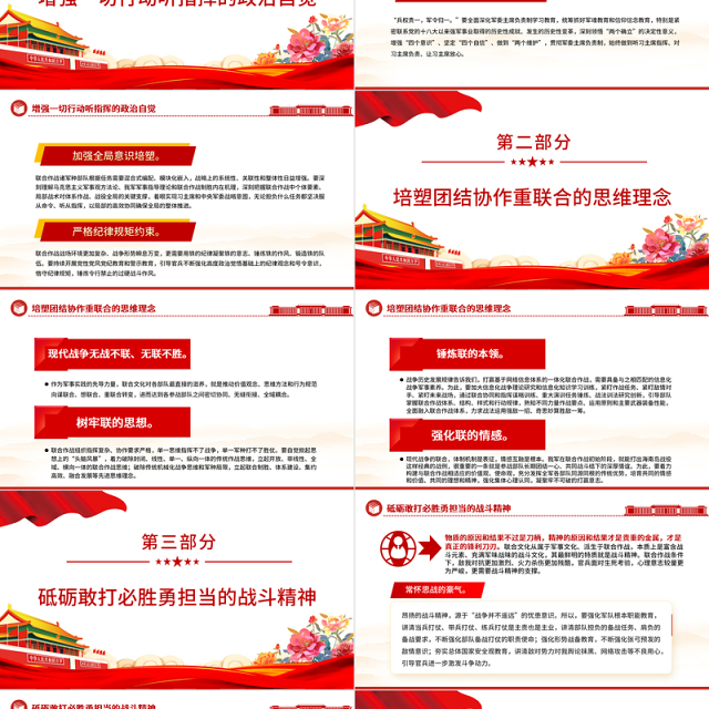 加强新时代联合作战文化建设PPT红色党建风深入学习强军文化专题课件模板
