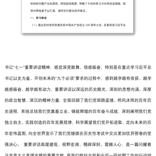 组织生活会党支部书记对照检查材料
