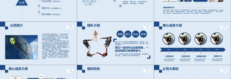 2019蓝色商业融资计划PPT模板