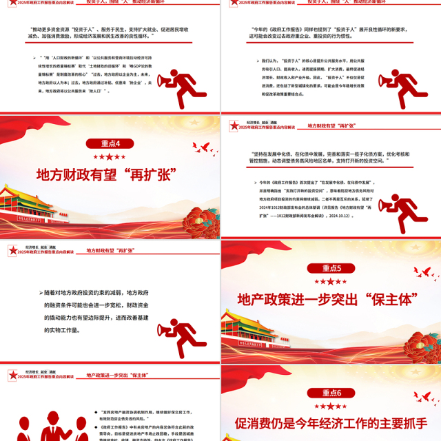 2025年政府工作报告重点内容解读PPT两会精神学习课件