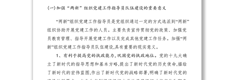 2021加强两新组织党建工作指导员队伍建设的实践与思考