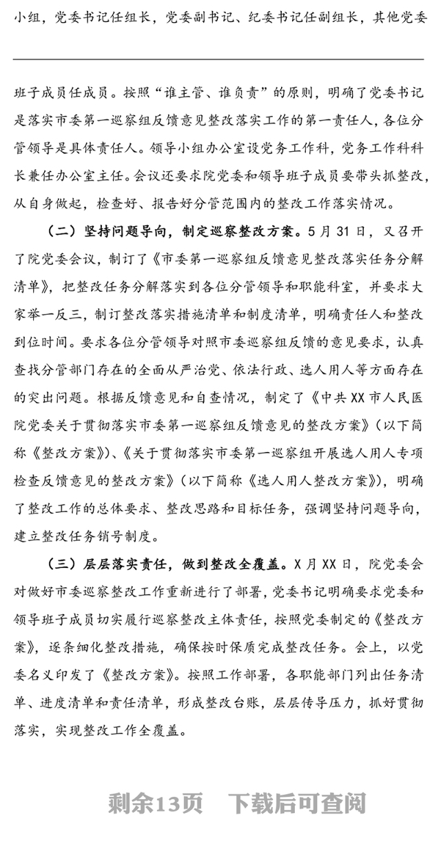巡查整改报告方案52篇文稿合集