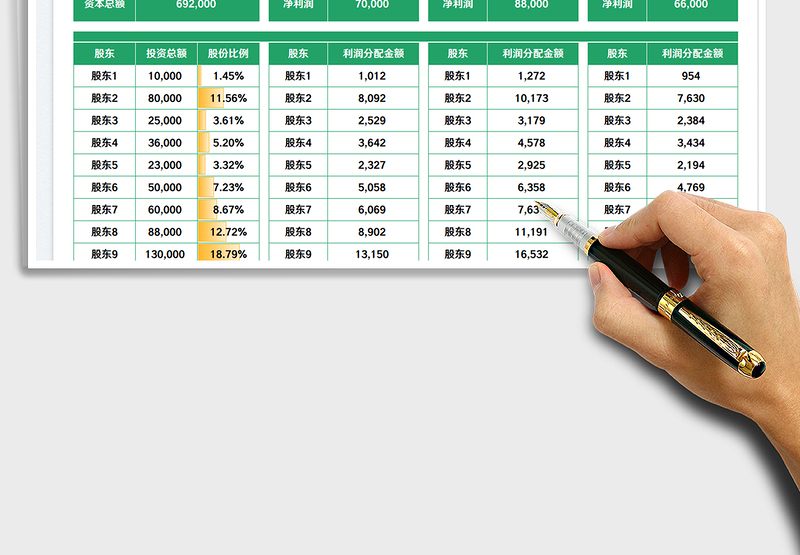 股东利润分红分配表