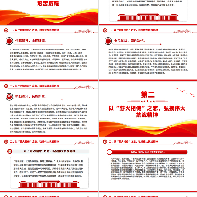 党政风以史为鉴筑忠魂砥砺奋进谱新篇PPT抗战胜利80周年党课课件