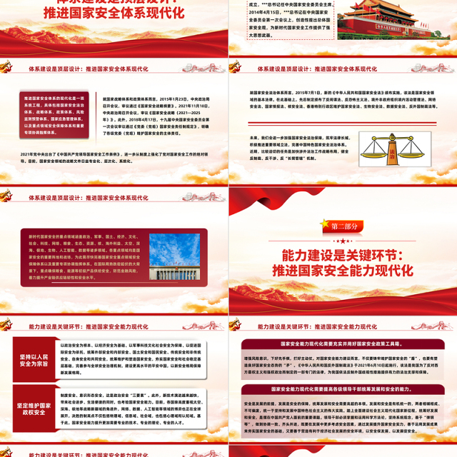 2022推进国家安全体系和能力现代化PPT中国风学习贯彻宣传二十大精神专题党建党课课件模板