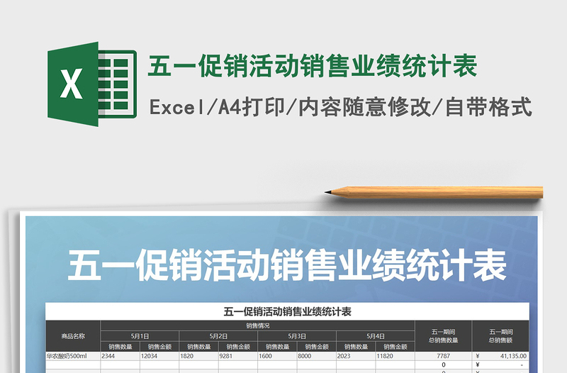 2021年五一促销活动销售业绩统计表