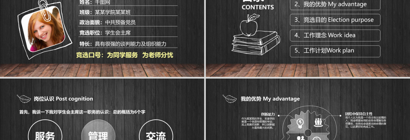 学生会主席竞选PPT模板