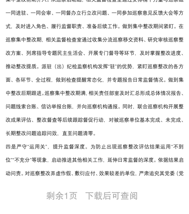 贯彻落实巡视整改和成果运用工作汇报