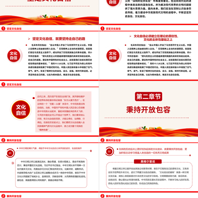 2023在新的历史起点上更好担负起新的文化使命ppt红色党政风坚定文化自信、秉持开放包容、坚持守正创新基层党员党组织专题学习课件