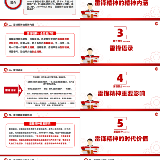 学习雷锋精神PPT红色精美传承红色基因弘扬红色精神党课