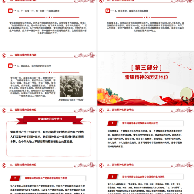 弘扬雷锋精神凝聚奋进力量PPT精美简洁红色精神党课课件