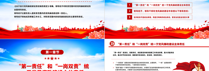 第一责任”和“一岗双责”PPT大气精美党风廉政建设责任制辅导培训党课课件