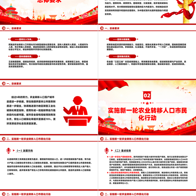 红色简洁深入实施以人为本的新型城镇化战略五年行动计划PPT下载