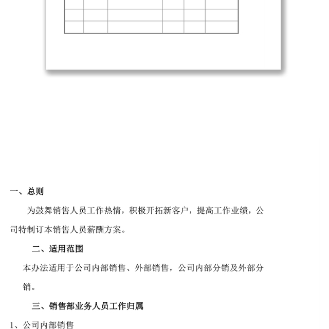 销售人员薪酬激励方案