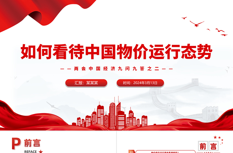 两会中国经济问答之二PPT大气简洁如何看待中国物价运行态势课件