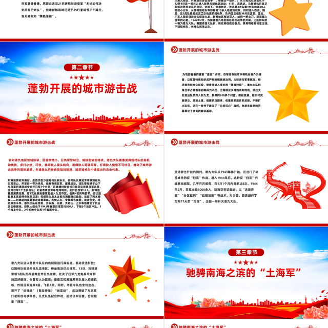 港九战旗红PPT红色大气香港抗战中的港九大队抗日英雄事迹专题课件