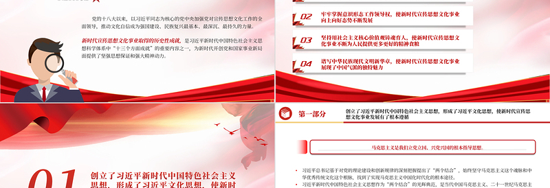 2023新时代宣传思想文化事业取得历史性成就PPT大气精美风党员干部学习教育专题党课课件模板