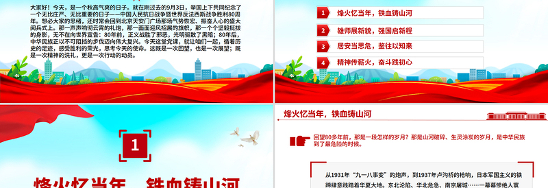 简洁风纪念抗战胜利80周年医务工作者发言材料PPT课件