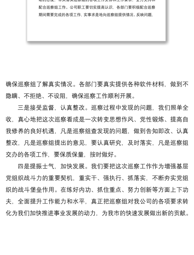 2021巡察表态发言公司党委书记巡察工作表态发言材料范文公交公司总经理集团公司企业领导讲话 (1)