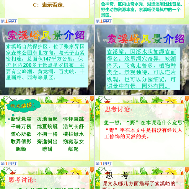 2022《索溪峪的“野”》PPT清新创意语文教学课件