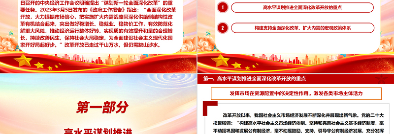 高质量高水平谋划推进全面深化改革开放ppt大气简洁坚持深化改革开放专题党课