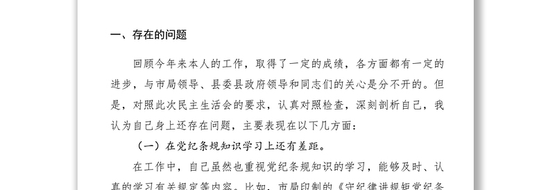 2021【领导讲话】地税局严明党的纪律,强化责任担当民主生活会发言材料