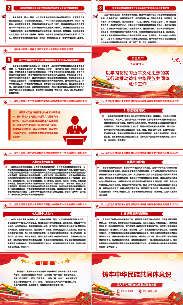 加强中华民族共同体建设ppt大气简洁深入学习习近文化思想民族融合篇基层党组织党支部党员干部学习党课课件