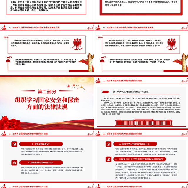 4月主题党日活动PPT红色简洁学习总体国家安全观主题党课课件