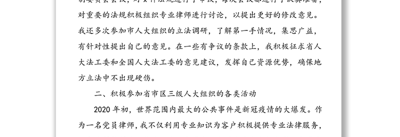 2篇市人大代表述职报告范文