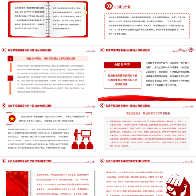 中国妇女十三大报告PPT精美大气动员引领广大妇女为强国建设民族复兴而团结奋斗党课