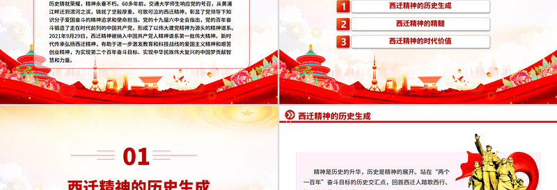 红色精美西迁精神薪火传PPT中国共产党人的精神谱系党课