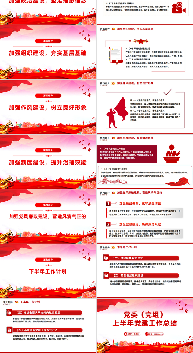 简洁大气党委(党组)上半年党建工作总结PPT模板