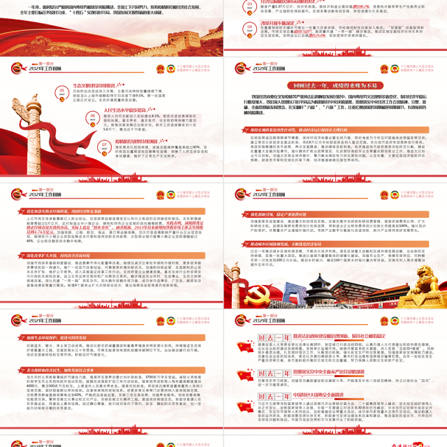 2022全国两会政府工作报告PPT红色党政风学习解读两会精神内涵专题课件模板