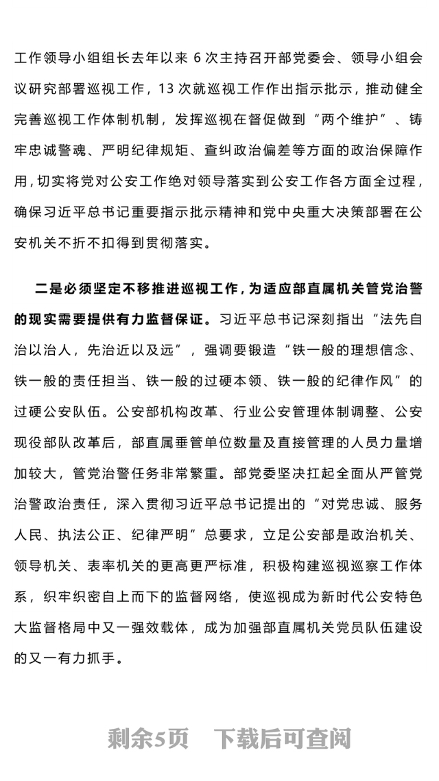 2023坚定不移深化政治巡视为全面从严管党治警提供强有力支撑公安系统党课PPT(讲稿)
