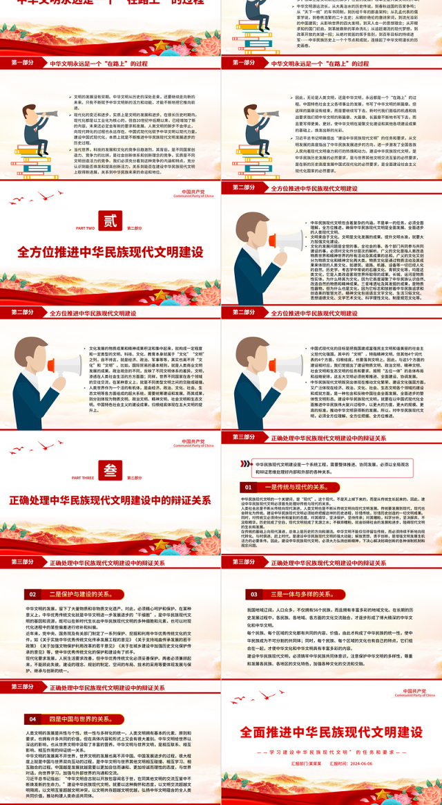 深入推进中华民族现代文明建设PPT简约风学习建设中华民族现代文明的任务和要求课件