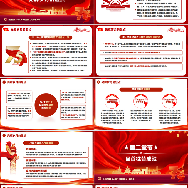 2024热烈庆祝中华人民共和国成立七十五周年PPT党课下载