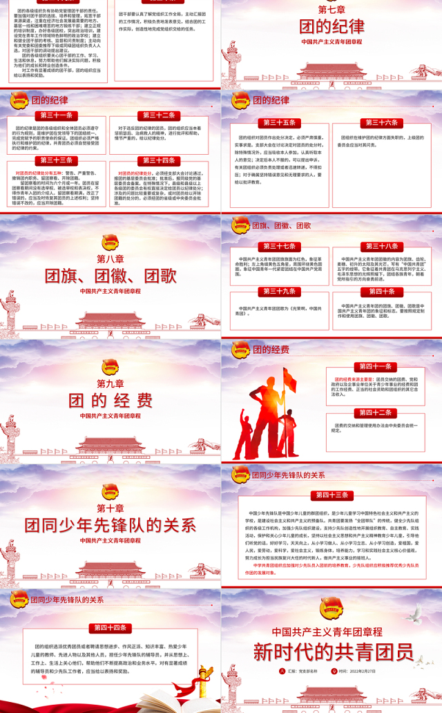 新时代的共青团员PPT深入学习中国共产主义青年团章程专题课件模板