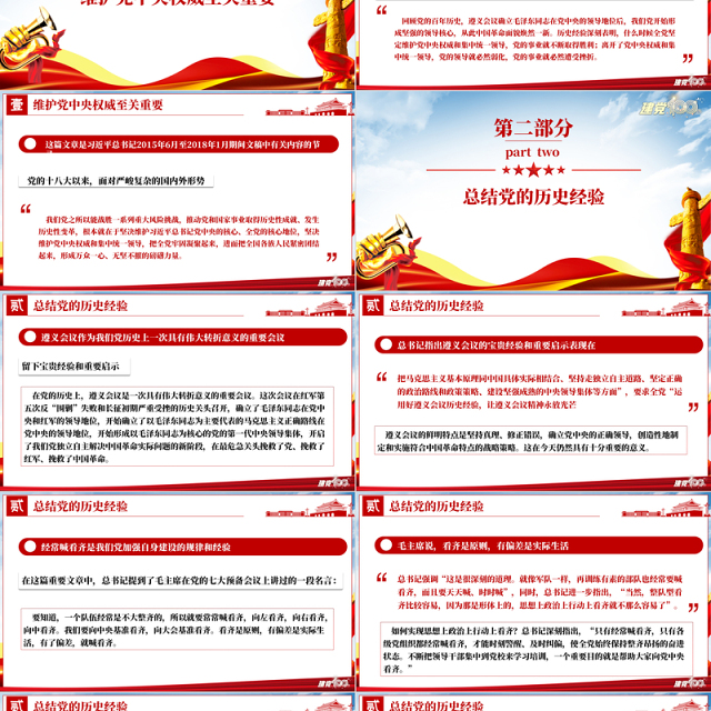 2021论中国共产党历史PPT保证党的团结和集中统一至关重要树牢四个意识党史课件下载