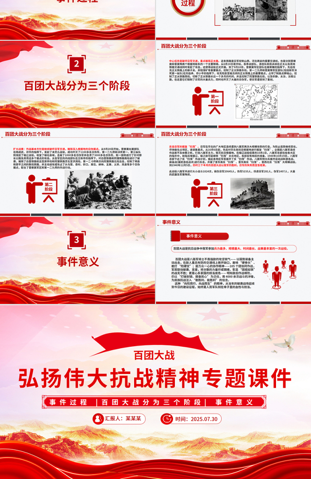 简洁大气百团大战PPT弘扬伟大抗战精神专题课件