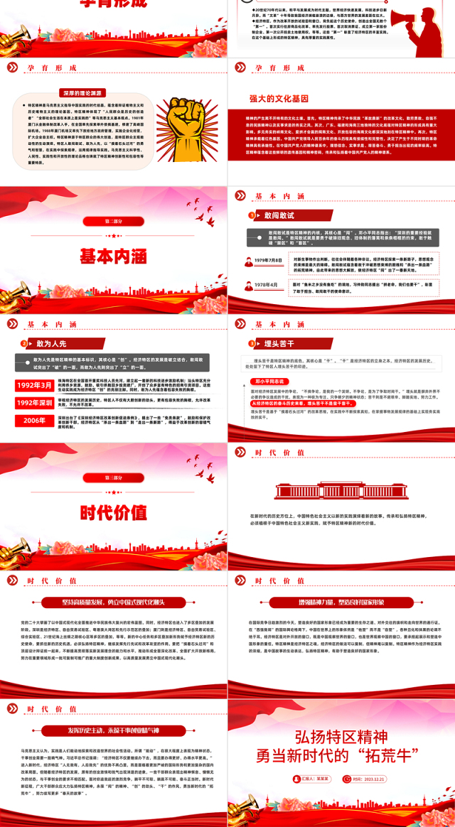 特区精神PPT敢闯敢试敢为人先埋头苦干中国共产党人精神谱系党课