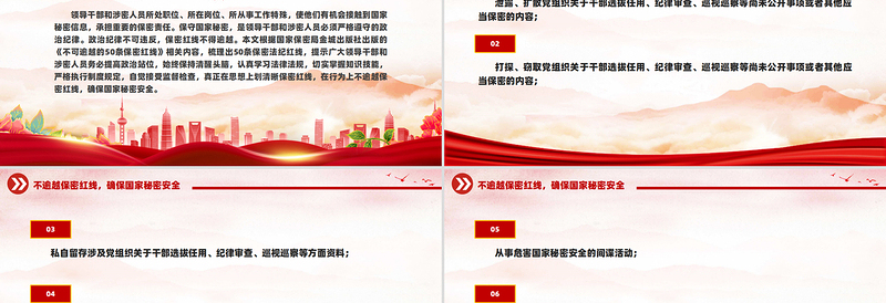 红色大气50条不可逾越的保密红线保密知识PPT课件下载