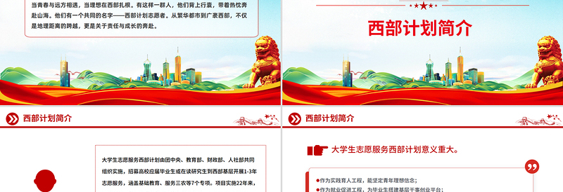 红色大气大学生志愿服务西部PPT去西部志青春课件下载