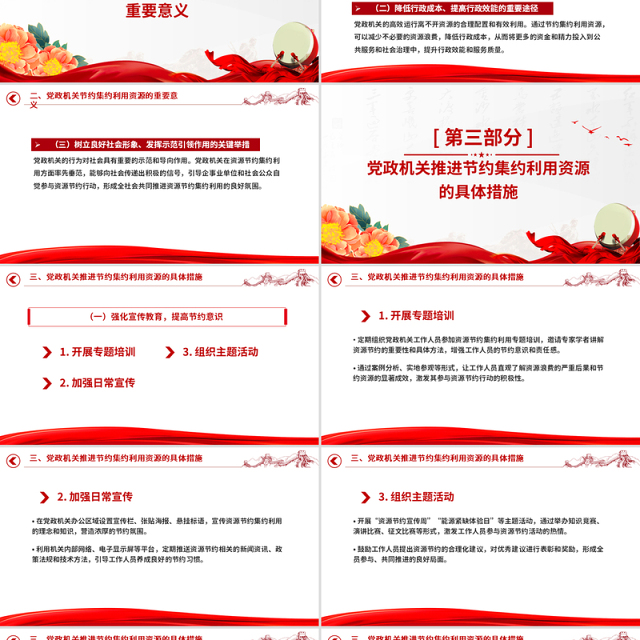 党政机关节约集约利用资源PPT简洁风厉行节约反对浪费党课课件